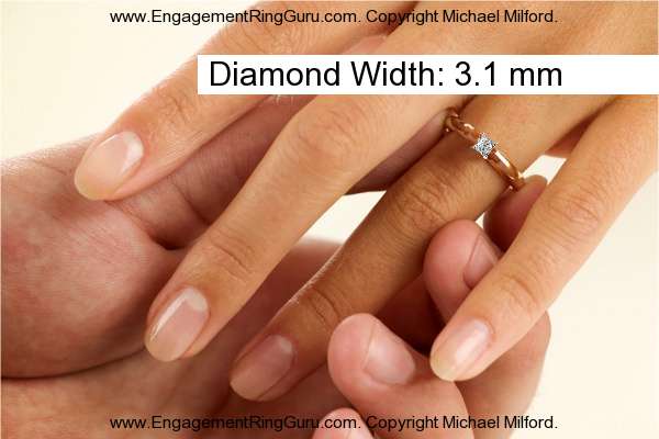 Actual 0.17 Carat Princess Shape Diamond Size on Hand