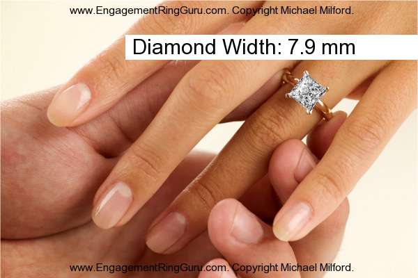 2.17 Carat Princess Shape Diamond Sizes on Hand